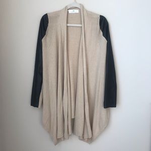 Camel Cardigan w/ Leather Sleeves